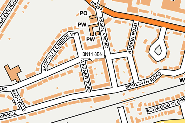 BN14 8BN map - OS OpenMap – Local (Ordnance Survey)