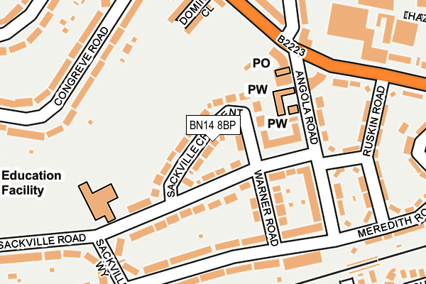 BN14 8BP map - OS OpenMap – Local (Ordnance Survey)