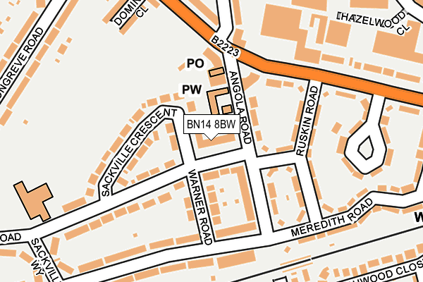 BN14 8BW map - OS OpenMap – Local (Ordnance Survey)