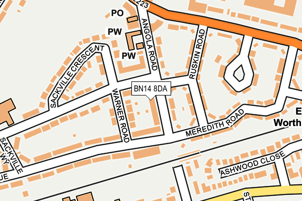 BN14 8DA map - OS OpenMap – Local (Ordnance Survey)