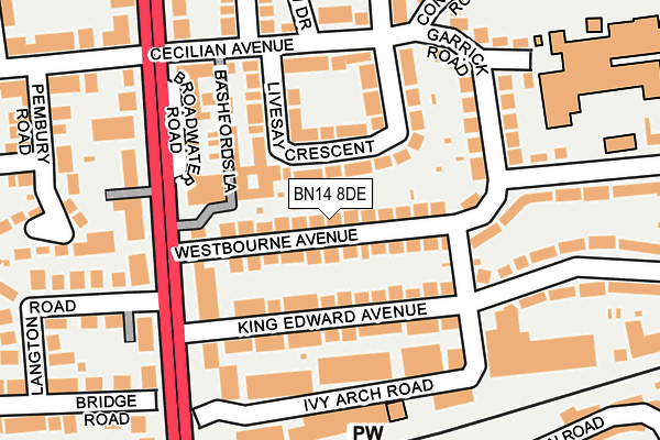 BN14 8DE map - OS OpenMap – Local (Ordnance Survey)
