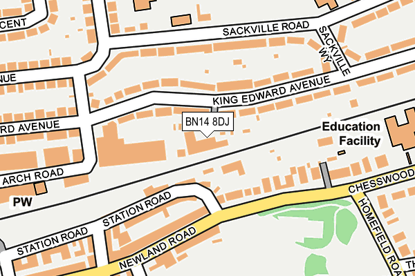 BN14 8DJ map - OS OpenMap – Local (Ordnance Survey)