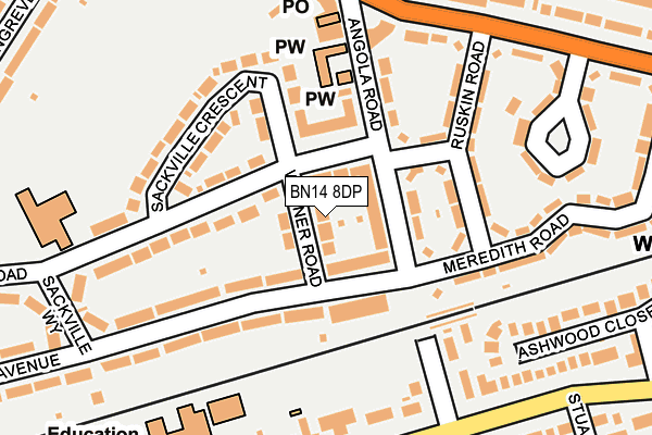 BN14 8DP map - OS OpenMap – Local (Ordnance Survey)