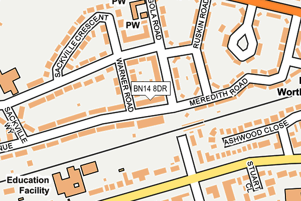 BN14 8DR map - OS OpenMap – Local (Ordnance Survey)