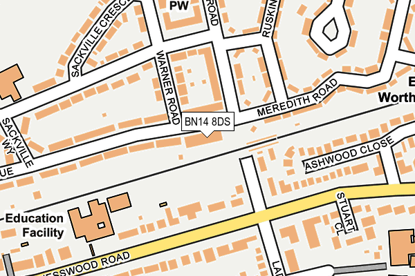 BN14 8DS map - OS OpenMap – Local (Ordnance Survey)