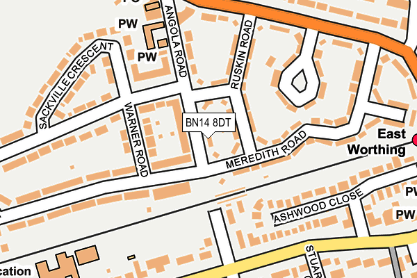 BN14 8DT map - OS OpenMap – Local (Ordnance Survey)