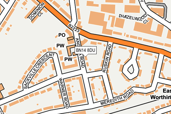 BN14 8DU map - OS OpenMap – Local (Ordnance Survey)