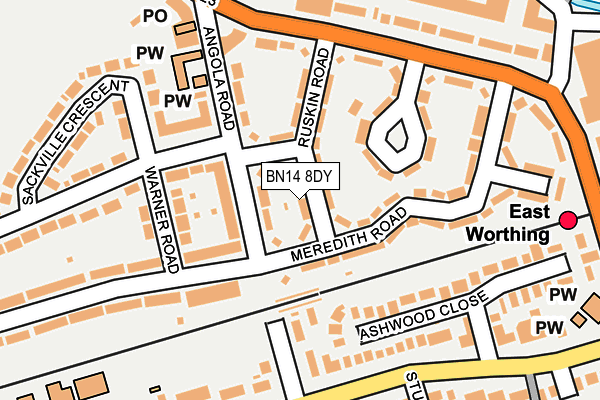 BN14 8DY map - OS OpenMap – Local (Ordnance Survey)