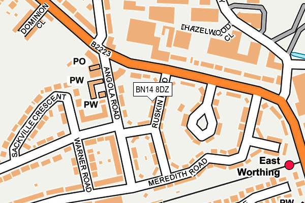 BN14 8DZ map - OS OpenMap – Local (Ordnance Survey)