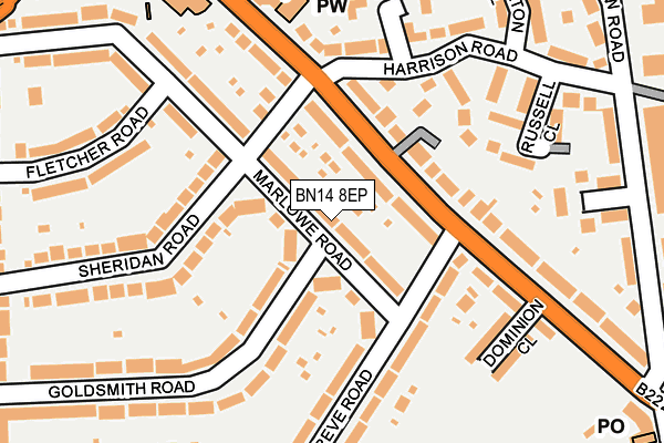 BN14 8EP map - OS OpenMap – Local (Ordnance Survey)