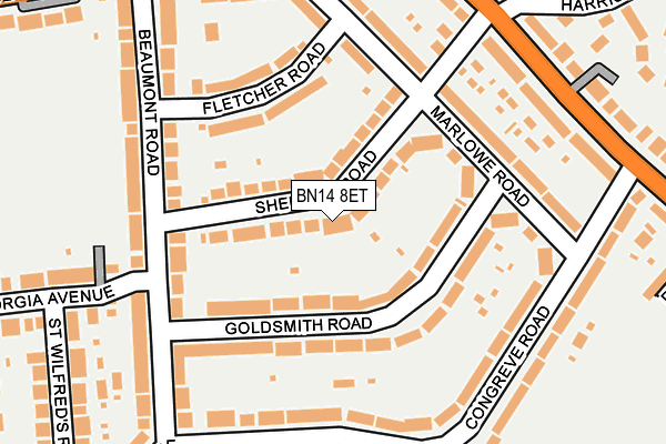 BN14 8ET map - OS OpenMap – Local (Ordnance Survey)