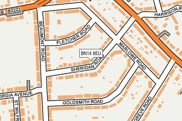 BN14 8EU map - OS OpenMap – Local (Ordnance Survey)