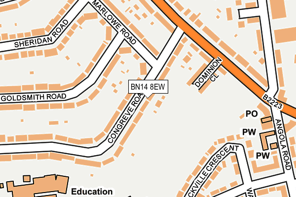 BN14 8EW map - OS OpenMap – Local (Ordnance Survey)