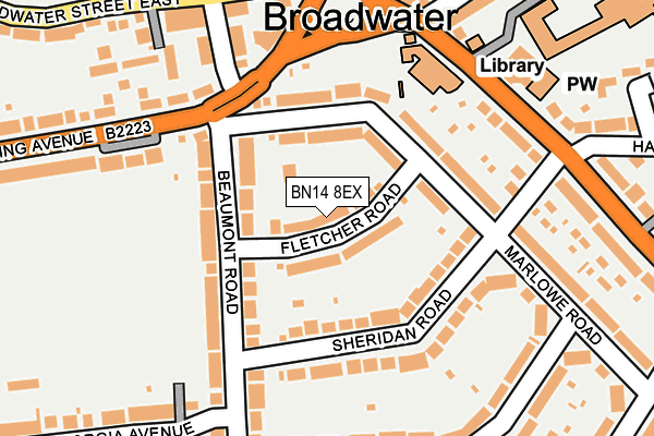 BN14 8EX map - OS OpenMap – Local (Ordnance Survey)