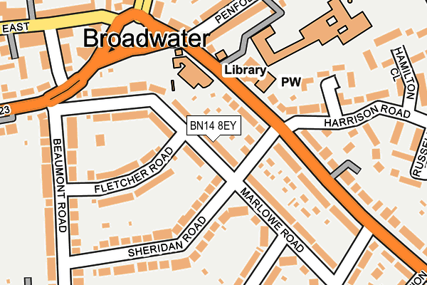 BN14 8EY map - OS OpenMap – Local (Ordnance Survey)