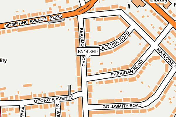 BN14 8HD map - OS OpenMap – Local (Ordnance Survey)