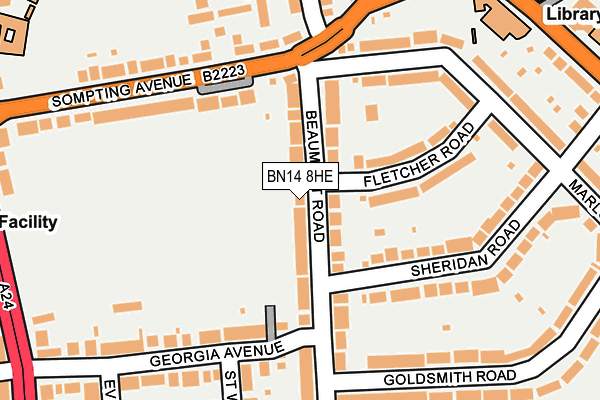 BN14 8HE map - OS OpenMap – Local (Ordnance Survey)