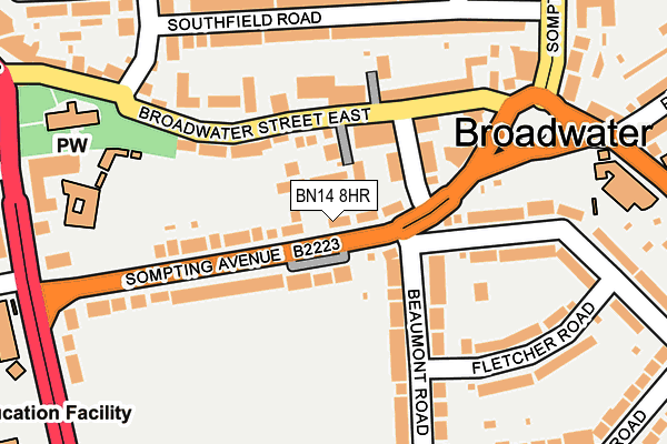 BN14 8HR map - OS OpenMap – Local (Ordnance Survey)