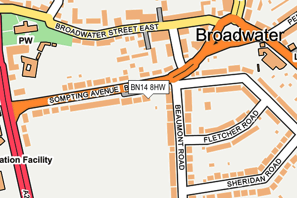 BN14 8HW map - OS OpenMap – Local (Ordnance Survey)