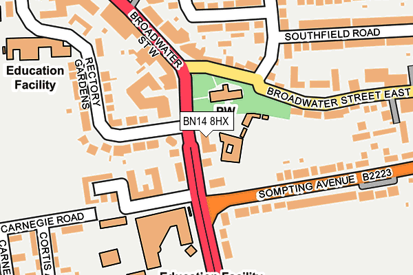 BN14 8HX map - OS OpenMap – Local (Ordnance Survey)