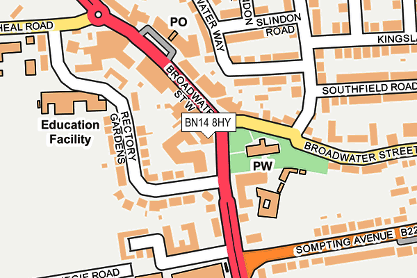 BN14 8HY map - OS OpenMap – Local (Ordnance Survey)