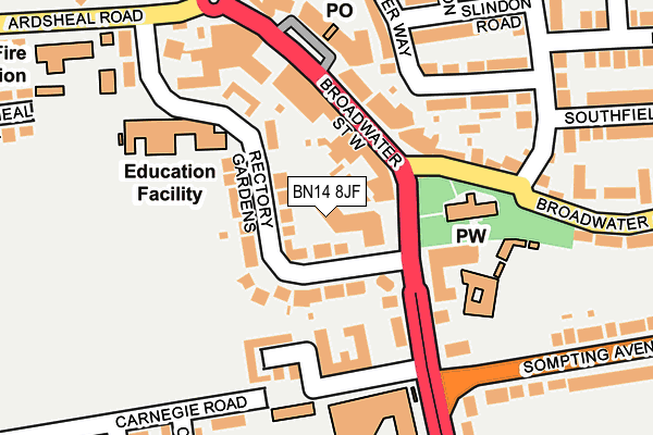 BN14 8JF map - OS OpenMap – Local (Ordnance Survey)