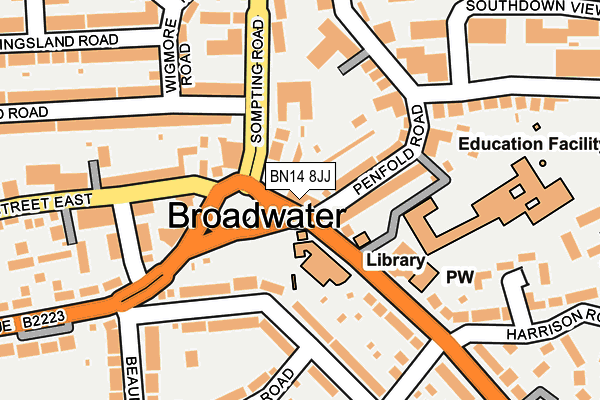 BN14 8JJ map - OS OpenMap – Local (Ordnance Survey)