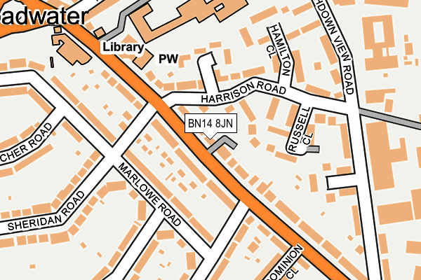 BN14 8JN map - OS OpenMap – Local (Ordnance Survey)