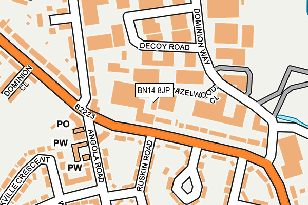 BN14 8JP map - OS OpenMap – Local (Ordnance Survey)