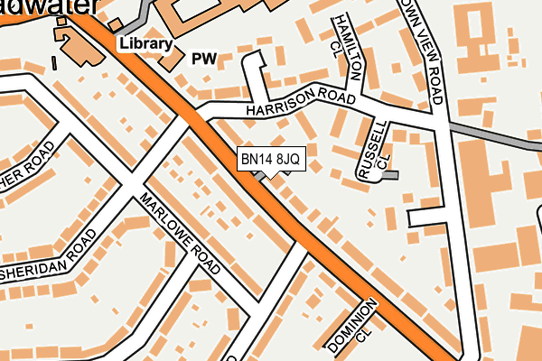 BN14 8JQ map - OS OpenMap – Local (Ordnance Survey)