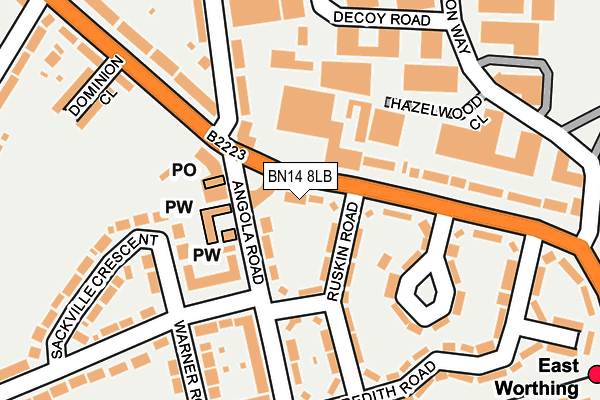 BN14 8LB map - OS OpenMap – Local (Ordnance Survey)