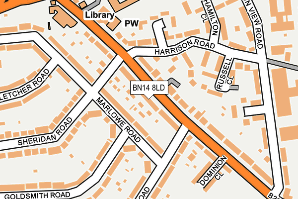 BN14 8LD map - OS OpenMap – Local (Ordnance Survey)