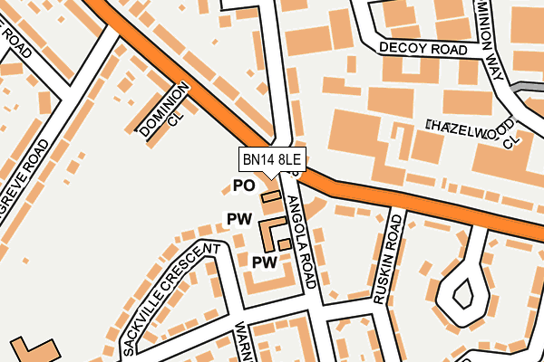 BN14 8LE map - OS OpenMap – Local (Ordnance Survey)