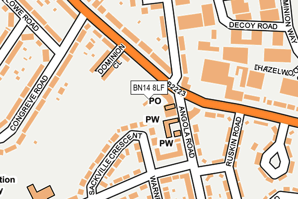 BN14 8LF map - OS OpenMap – Local (Ordnance Survey)