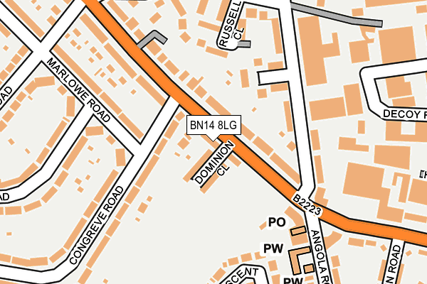 BN14 8LG map - OS OpenMap – Local (Ordnance Survey)