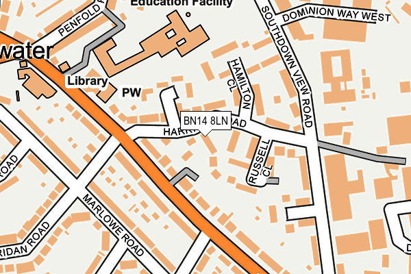 BN14 8LN map - OS OpenMap – Local (Ordnance Survey)