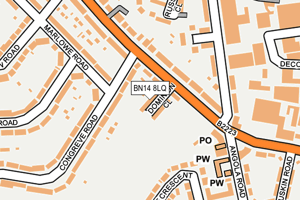 BN14 8LQ map - OS OpenMap – Local (Ordnance Survey)