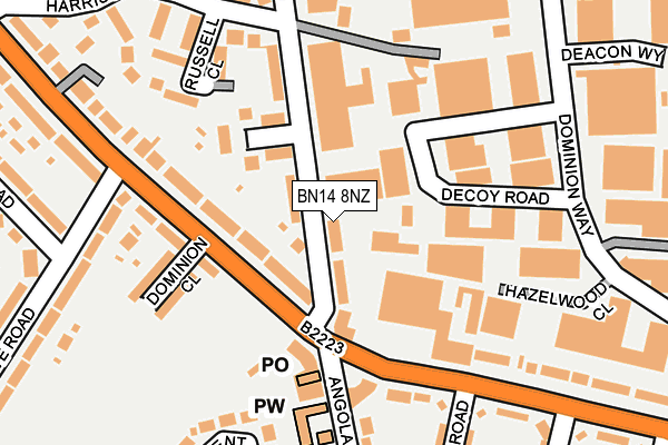 BN14 8NZ map - OS OpenMap – Local (Ordnance Survey)