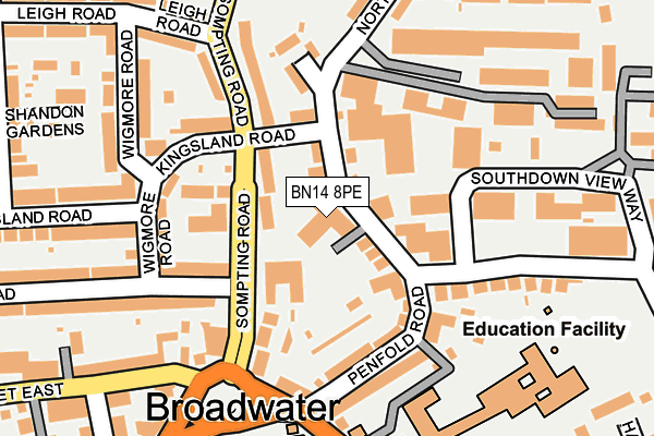 BN14 8PE map - OS OpenMap – Local (Ordnance Survey)