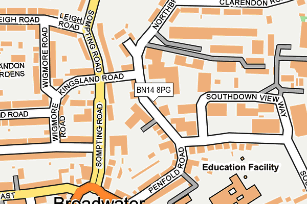BN14 8PG map - OS OpenMap – Local (Ordnance Survey)