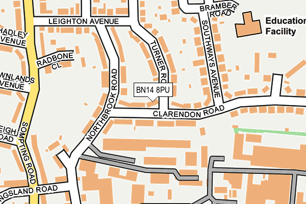 BN14 8PU map - OS OpenMap – Local (Ordnance Survey)