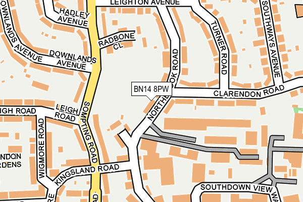 BN14 8PW map - OS OpenMap – Local (Ordnance Survey)