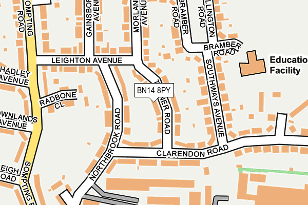 BN14 8PY map - OS OpenMap – Local (Ordnance Survey)