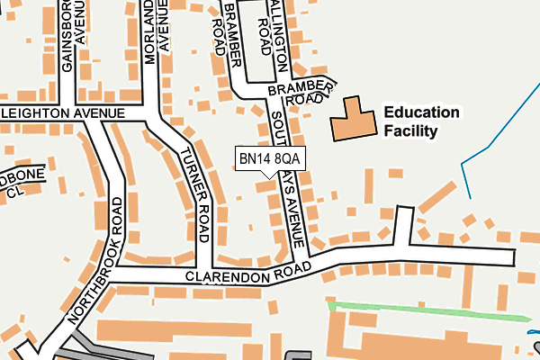 BN14 8QA map - OS OpenMap – Local (Ordnance Survey)