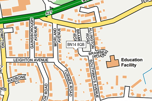BN14 8QB map - OS OpenMap – Local (Ordnance Survey)