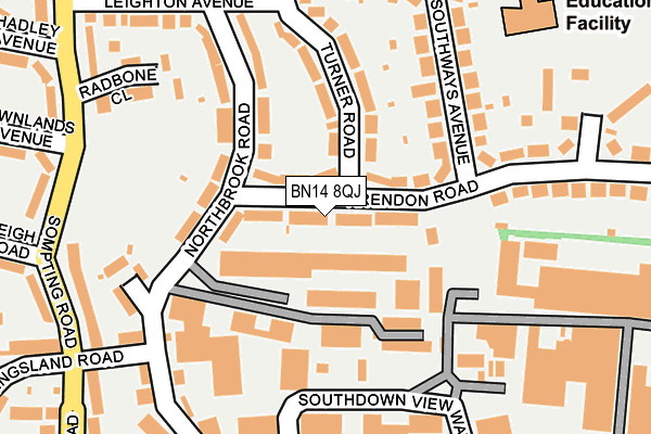 BN14 8QJ map - OS OpenMap – Local (Ordnance Survey)
