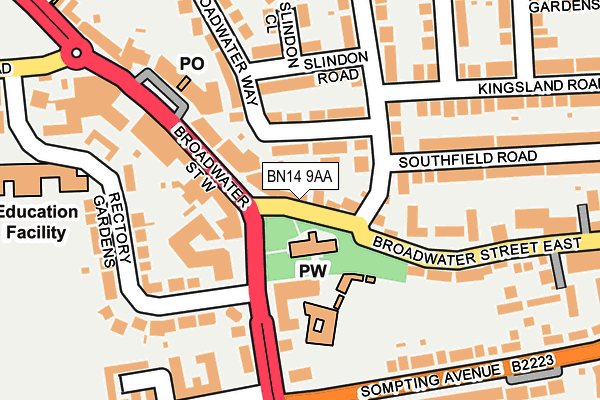 BN14 9AA map - OS OpenMap – Local (Ordnance Survey)