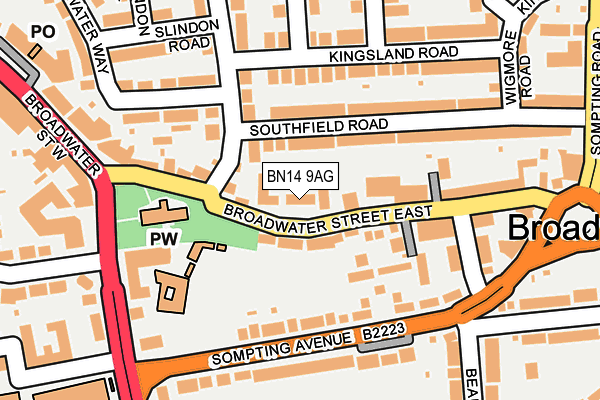 BN14 9AG map - OS OpenMap – Local (Ordnance Survey)