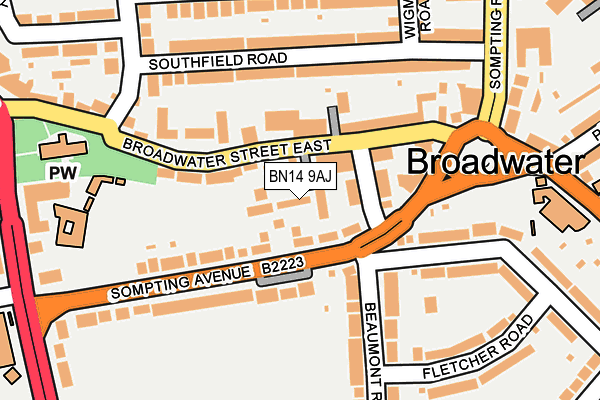BN14 9AJ map - OS OpenMap – Local (Ordnance Survey)