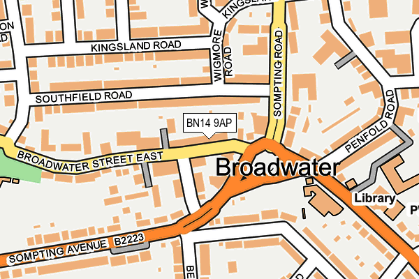 BN14 9AP map - OS OpenMap – Local (Ordnance Survey)